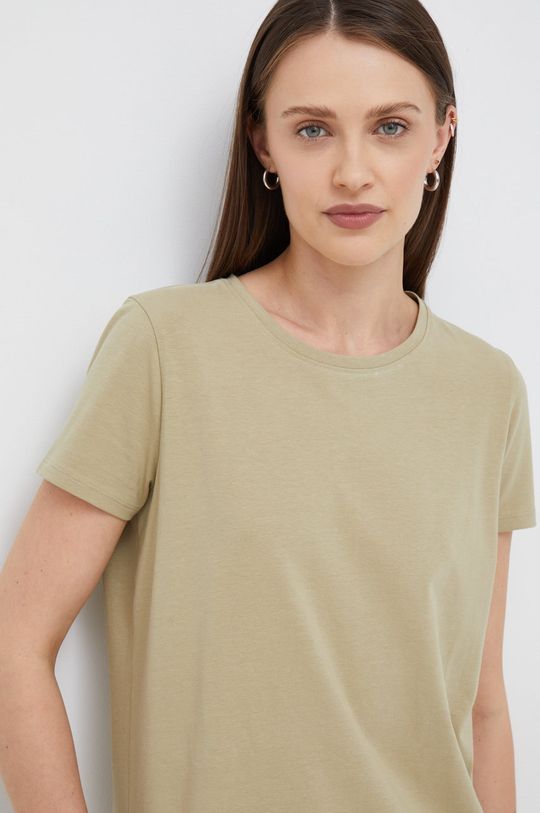 jasny oliwkowy T-shirt damski gładki zielony Damski