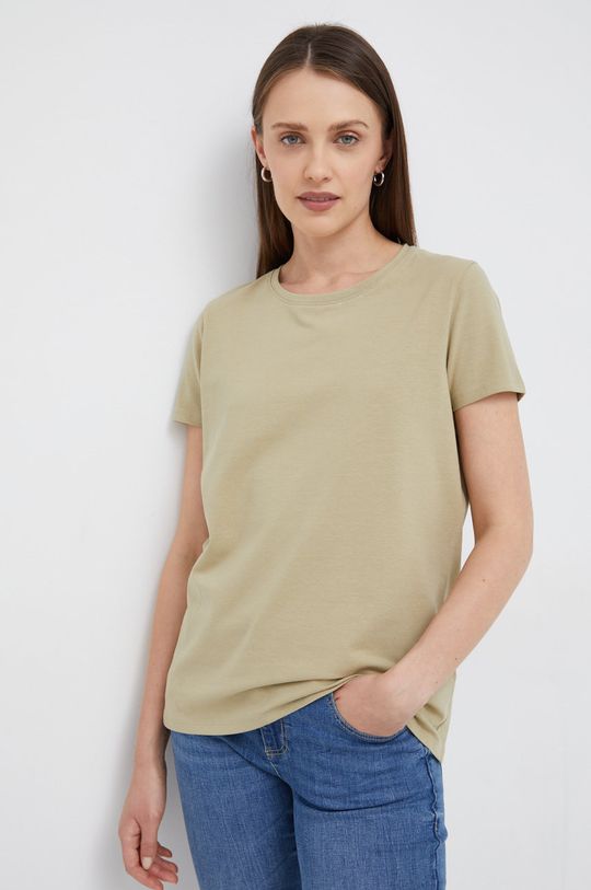 jasny oliwkowy T-shirt damski gładki zielony