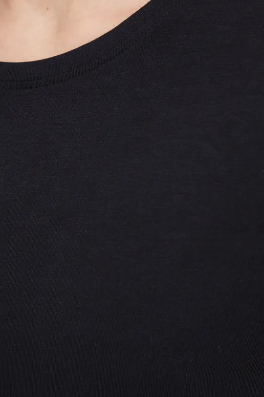 T-shirt bawełniany damski gładki z domieszką elastanu czarny Damski