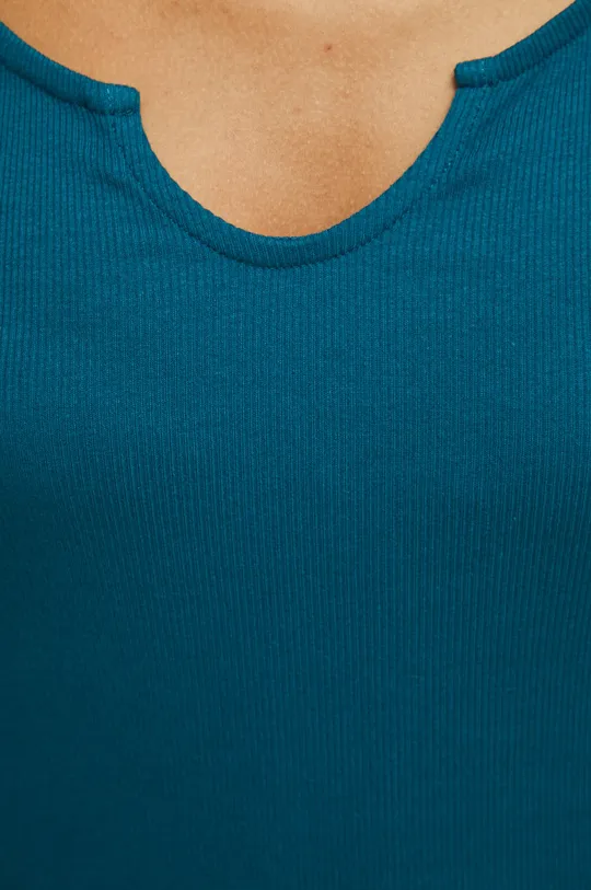T-shirt bawełniany damski prążkowany z domieszką elastanu zielony Damski