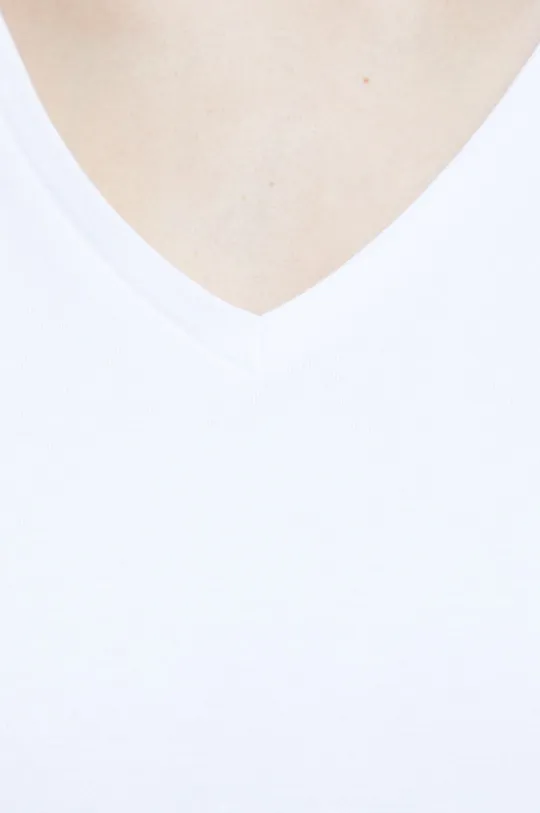 T-shirt bawełniany damski gładki z domieszką elastanu biały Damski