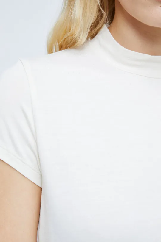 T-shirt damski gładki kolor beżowy Damski
