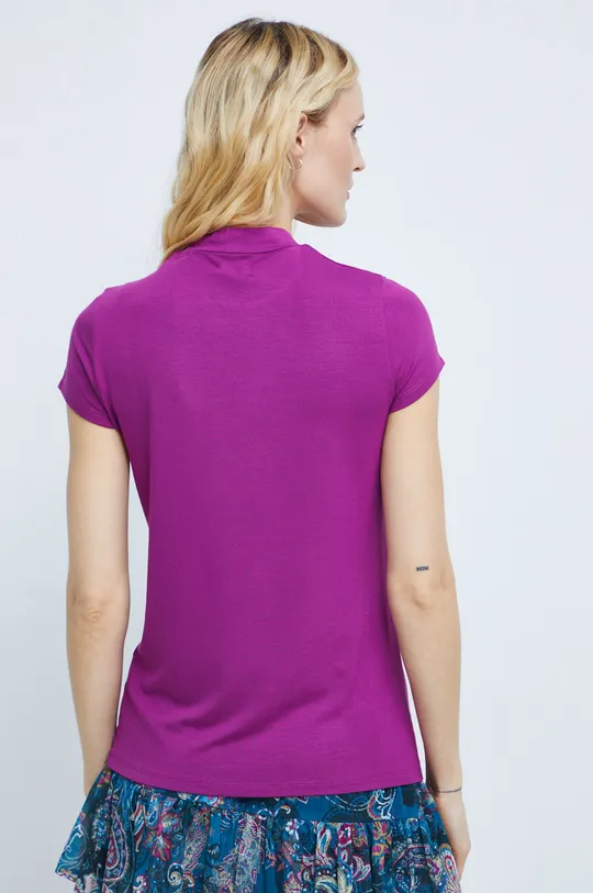 T-shirt damski gładki kolor fioletowy 96 % Wiskoza, 4 % Elastan