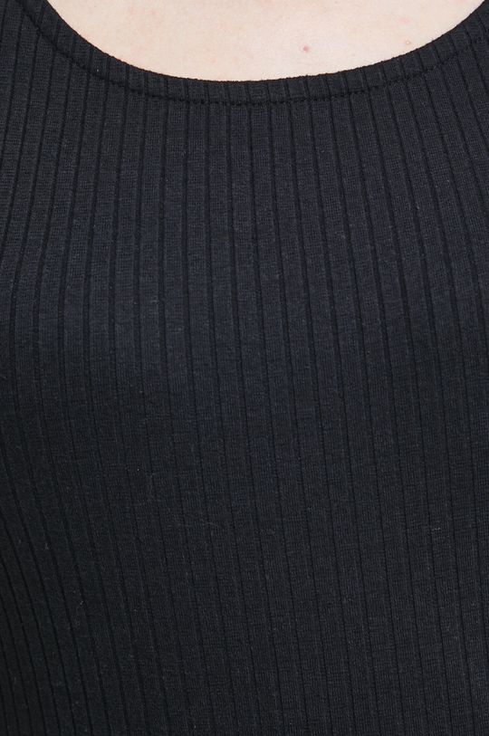 T-shirt damski prążkowany czarny Damski