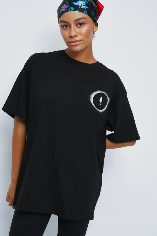 T-shirt bawełniany z kolekcji Science czarny 100 % Bawełna