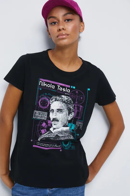 T-shirt bawełniany z kolekcji Science czarny czarny
