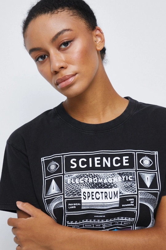 czarny T-shirt bawełniany z kolekcji Science czarny