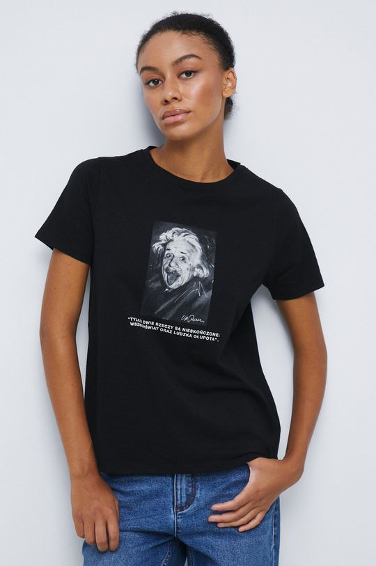 T-shirt bawełniany z kolekcji Science czarny czarny