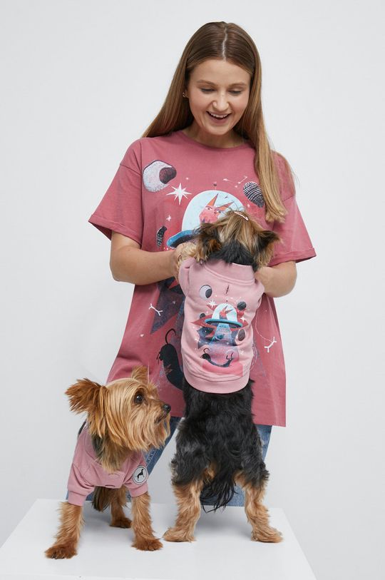brudny róż T-shirt bawełniany damski z kolekcji Psoty różowy Damski