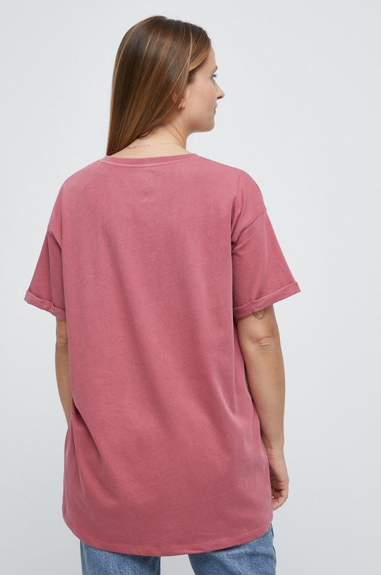T-shirt bawełniany damski z kolekcji Psoty różowy 100 % Bawełna