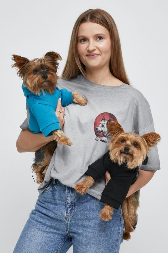 T-shirt bawełniany damski z kolekcji Psoty szary