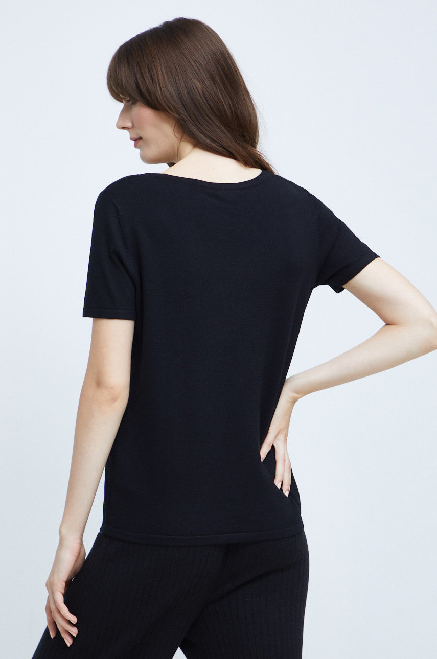 T-shirt damski gładki czarny 80 % Wiskoza, 20 % Poliamid