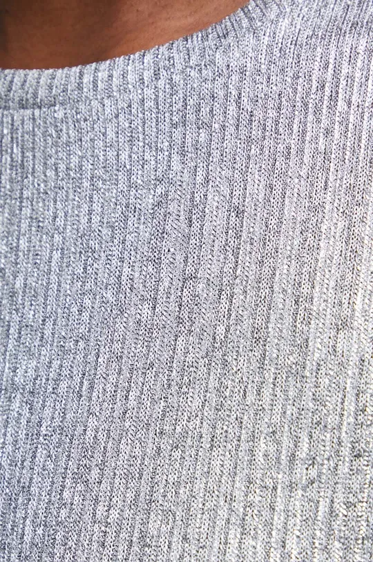 T-shirt damski prążkowany kolor srebrny Damski
