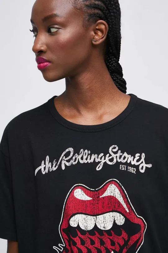 T-shirt bawełniany damski The Rolling Stones kolor czarny