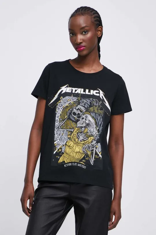 čierna Bavlnené tričko dámske Metallica čierna farba