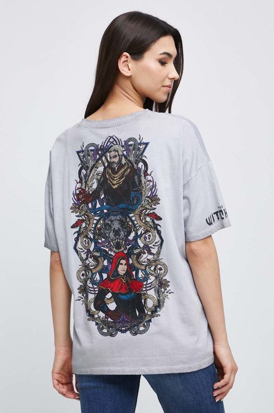T-shirt bawełniany damski z kolekcji The Witcher x Medicine kolor szary 100 % Bawełna