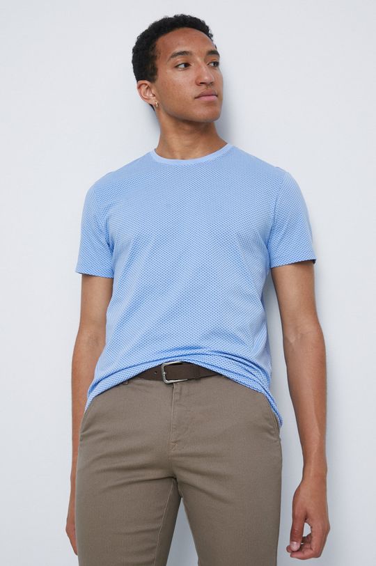jasny niebieski T-shirt bawełniany niebieski Męski