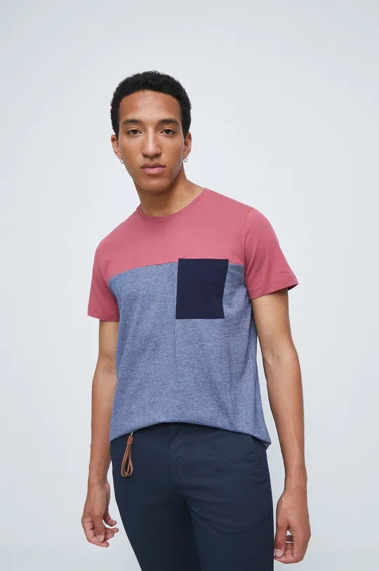 T-shirt bawełniany multicolor stalowy fiolet