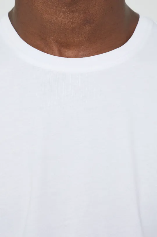 T-shirt bawełniany męski gładki z domieszką elastanu biały Męski
