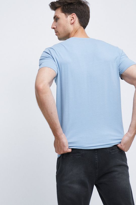 T-shirt męski gładki niebieski 95 % Bawełna, 5 % Elastan