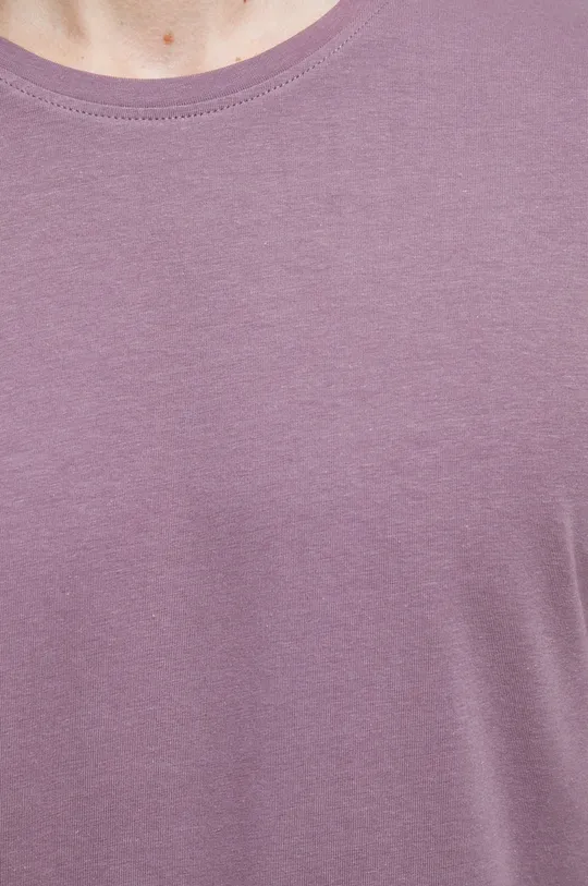T-shirt bawełniany męski gładki z domieszką elastanu fioletowy Męski