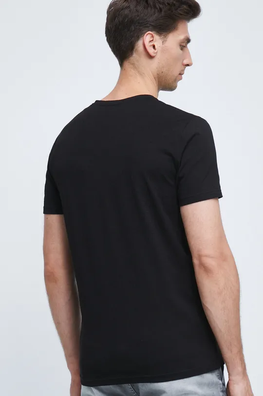 T-shirt bawełniany męski gładki z domieszką elastanu czarny 95 % Bawełna, 5 % Elastan