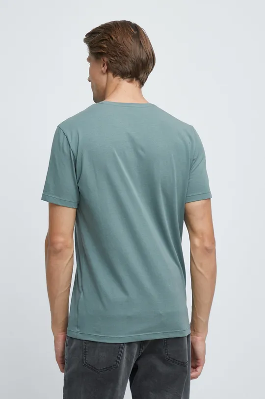 T-shirt bawełniany gładki z domieszką elastanu zielony 95 % Bawełna, 5 % Elastan