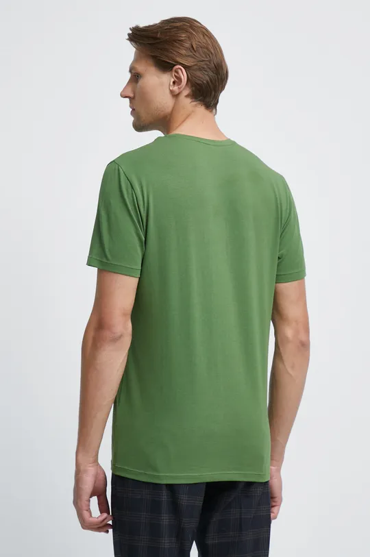T-shirt bawełniany gładki z domieszką elastanu zielony 95 % Bawełna, 5 % Elastan
