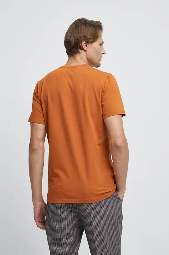 T-shirt bawełniany gładki z domieszką elastanu brązowy 95 % Bawełna, 5 % Elastan