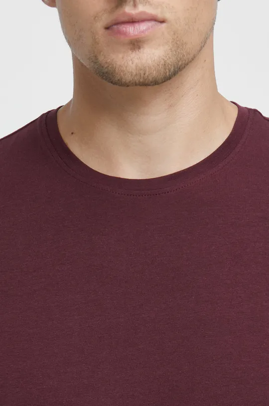 T-shirt bawełniany gładki z domieszką elastanu bordowy Męski
