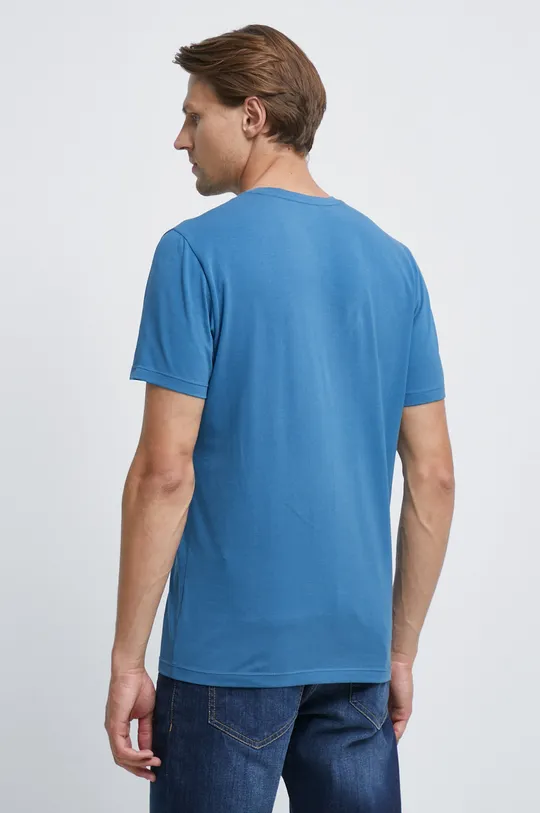 T-shirt bawełniany gładki z domieszką elastanu niebieski 95 % Bawełna, 5 % Elastan
