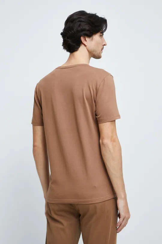 T-shirt męski gładki kolor brązowy 95 % Bawełna, 5 % Elastan
