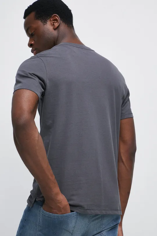 T-shirt bawełniany męski gładki kolor szary 100 % Bawełna