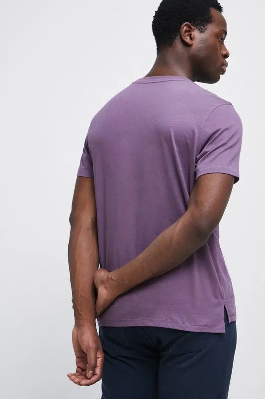 T-shirt bawełniany męski gładki kolor fioletowy 100 % Bawełna
