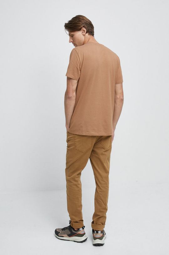 T-shirt męski z nadrukiem brązowy 95 % Bawełna, 5 % Elastan