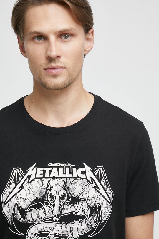 T-shirt bawełniany męski Metallica czarny