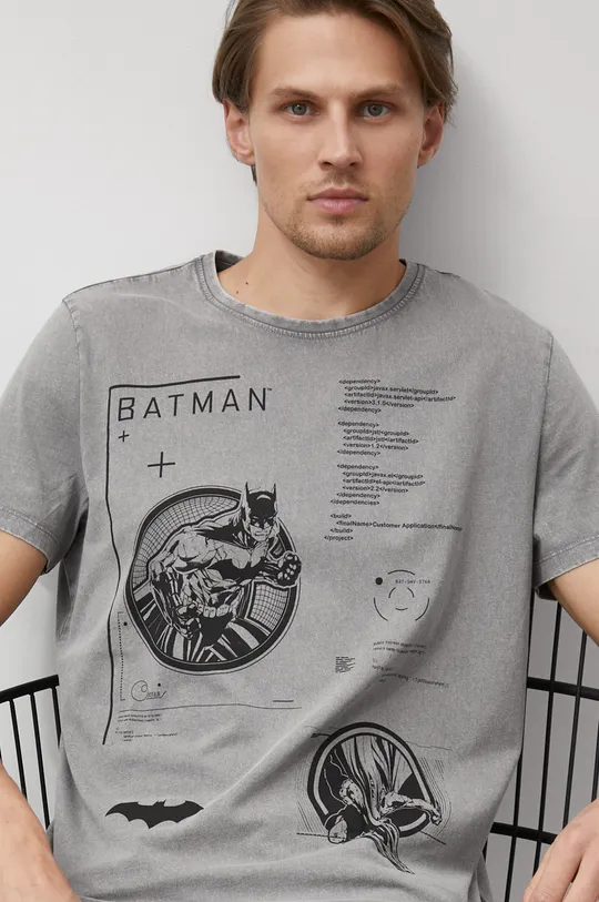 T-shirt bawełniany męski Batman szary Męski