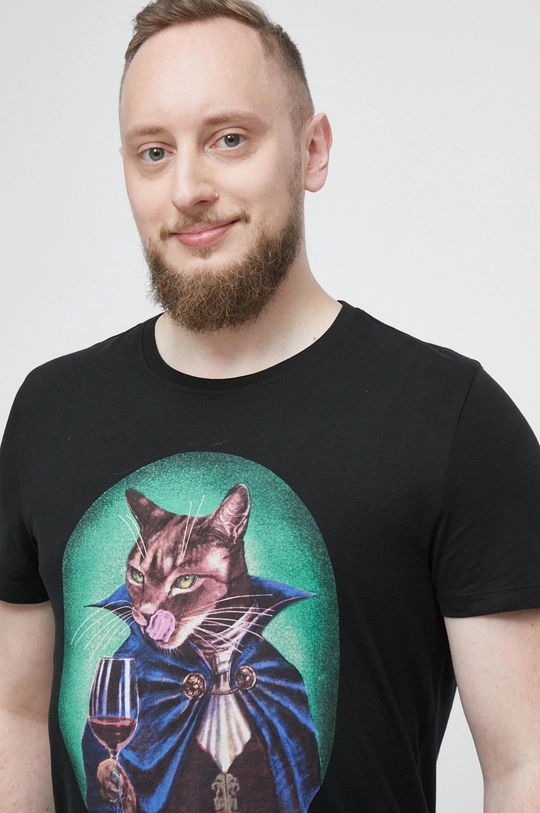 T-shirt bawełniany męski z kolekcji Psoty czarny Męski