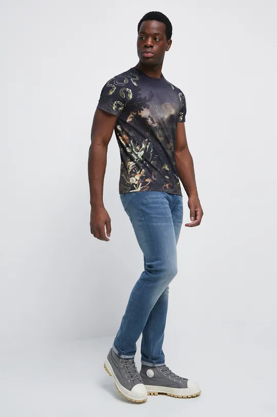 T-shirt bawełniany męski wzorzysty kolor multicolor multicolor