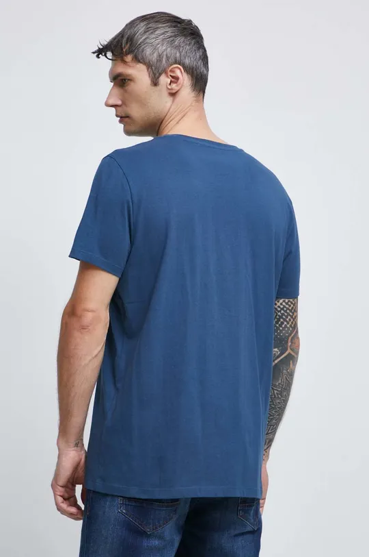 T-shirt bawełniany męski z nadrukiem kolor niebieski 100 % Bawełna