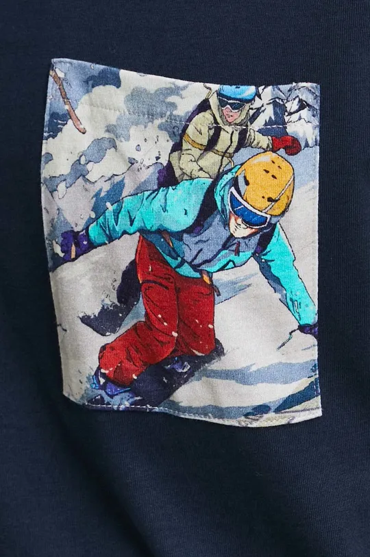 T-shirt bawełniany męski z nadrukiem kolor granatowy Męski