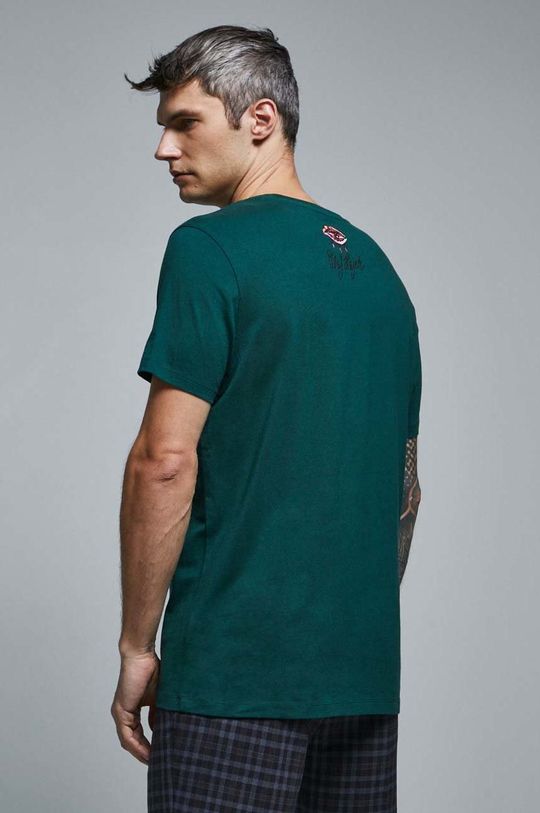 T-shirt bawełniany męski by Olaf Hajek kolor zielony 100 % Bawełna