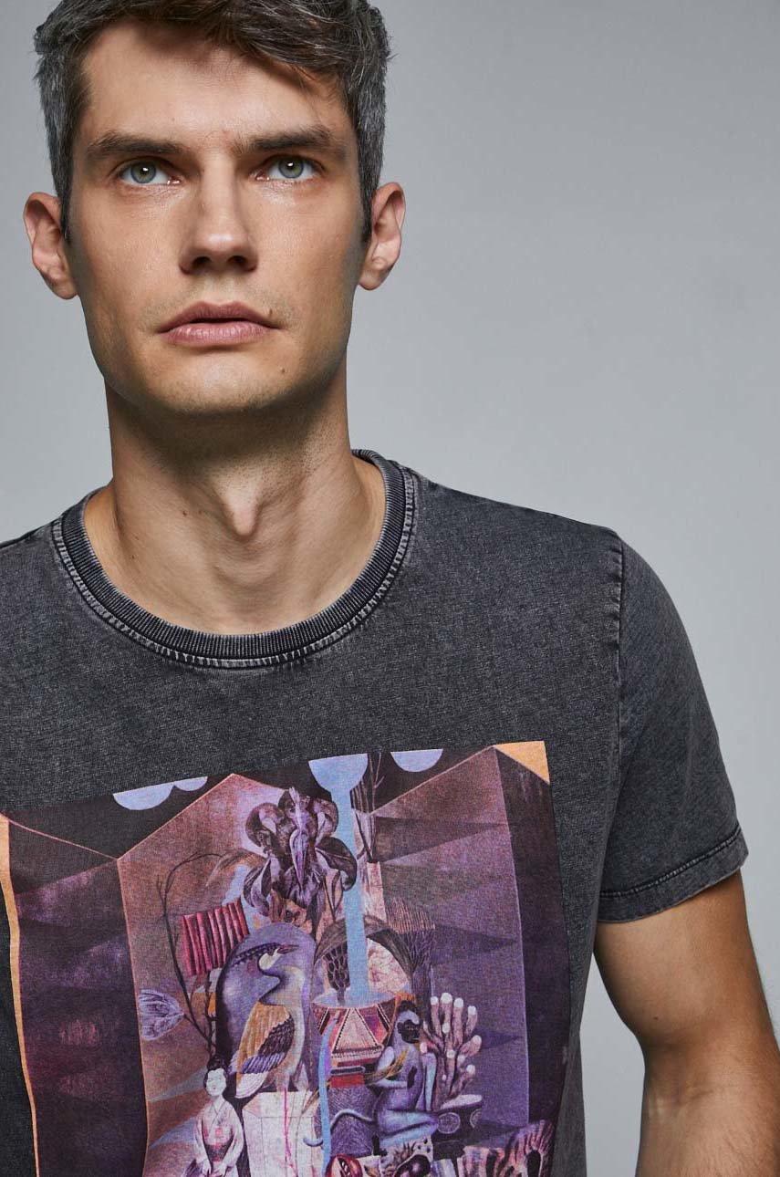 T-shirt bawełniany męski by Olaf Hajek kolor szary szary