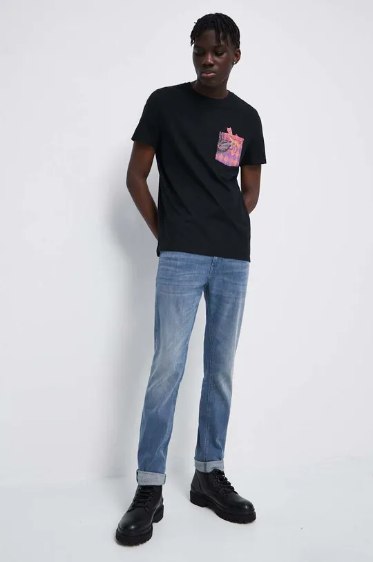T-shirt bawełniany męski by Olaf Hajek kolor czarny czarny