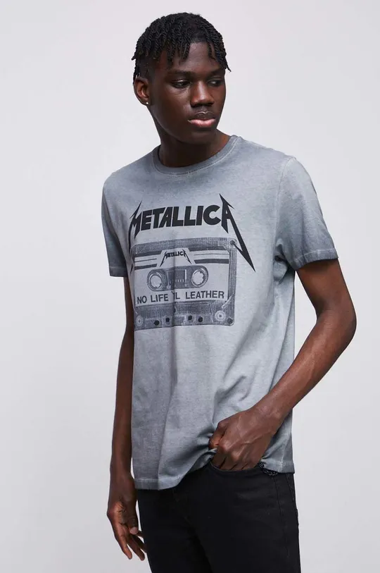 szary T-shirt bawełniany męski Metallica kolor szary Męski
