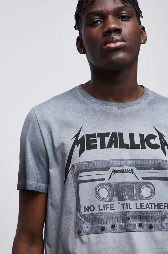 szary T-shirt bawełniany męski Metallica kolor szary