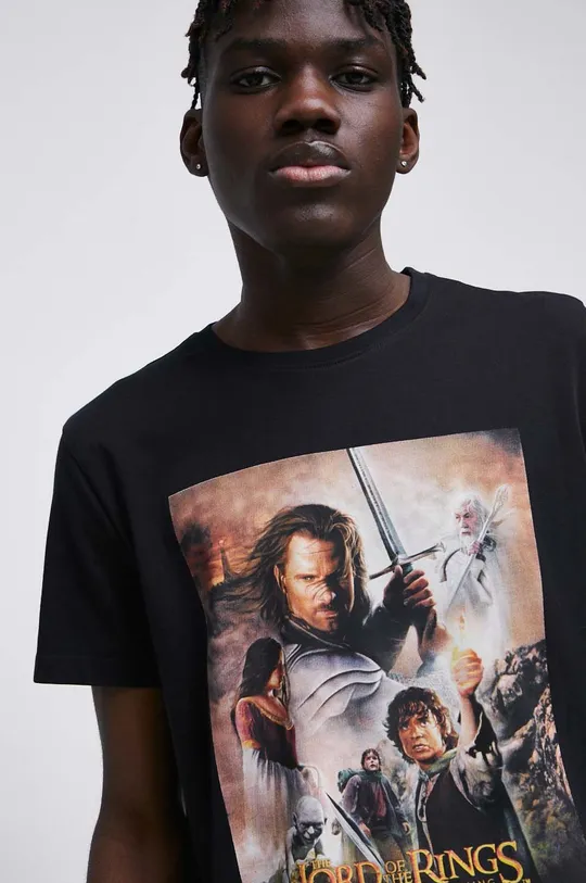 czarny T-shirt bawełniany męski The Lord of the Rings kolor czarny