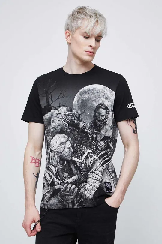 T-shirt bawełniany męski z kolekcji The Witcher x Medicine kolor czarny czarny
