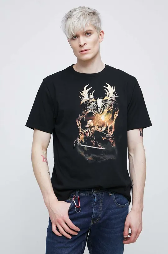 czarny T-shirt bawełniany męski z kolekcji The Witcher x Medicine kolor czarny