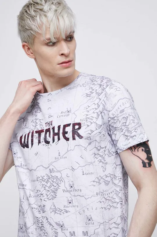 T-shirt bawełniany męski z kolekcji The Witcher x Medicine kolor biały Męski